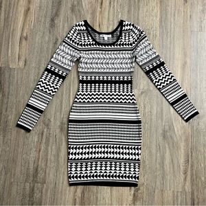 Say What Bodycon Tribal Print Dress with Asymmetrical detail size small